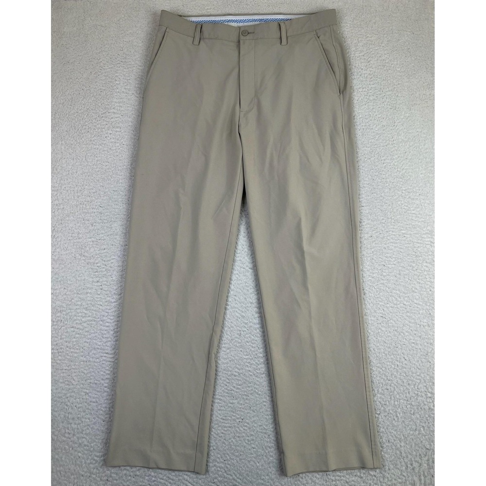 FootJoy Mens 36x32 Golf Performance Stretch Flat Front Lightweight Khaki Pants